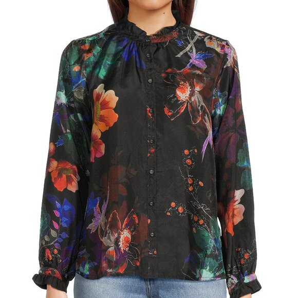 Johnny Was Tops - Johnny WasJolene Floral Silk Ruffled Long Sleeve Blouse
